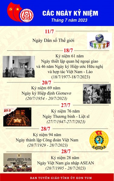 CÁC NGÀY KỶ NIỆM TRONG THÁNG 07 NĂM 2023