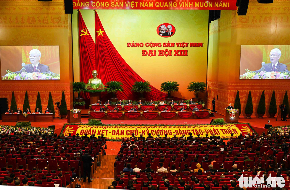 Tổng bí thư, Chủ tịch nước Nguyễn Phú Trọng nhấn mạnh Đại hội đại biểu toàn quốc lần thứ XIII của Đảng là sự kiện chính trị trọng đại của toàn Đảng, toàn dân, có ý nghĩa quyết định với sự phát triển, hội nhập của đất nước. - Ảnh: MINH LINH